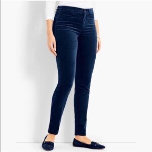 Talbots Pant Trouser Jegging Velvet Blue Winter Holiday Classic Soft Sweater 8